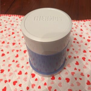Thermos White and Blue Container